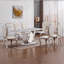 Table de salle à manger en marbre pour 6 personnes, table de salle à manger rectangulaire en faux marbre 70 po avec base en acier inoxydable à finition miroir, table de cuisine moderne en marbre de grande taille (table seulement)-1267567747-1267567750