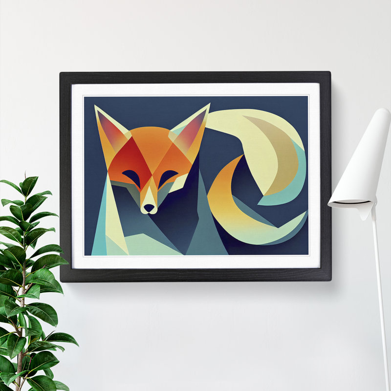 XH1022-9432X Unimaginable Abstract Fox - Single Picture Frame Print, Black, 46cm H x 64cm W x 2cm D