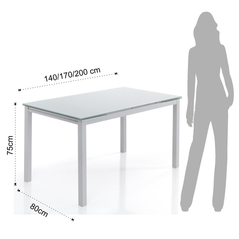 Dafne Glass Top Metal Base Dining Table, White