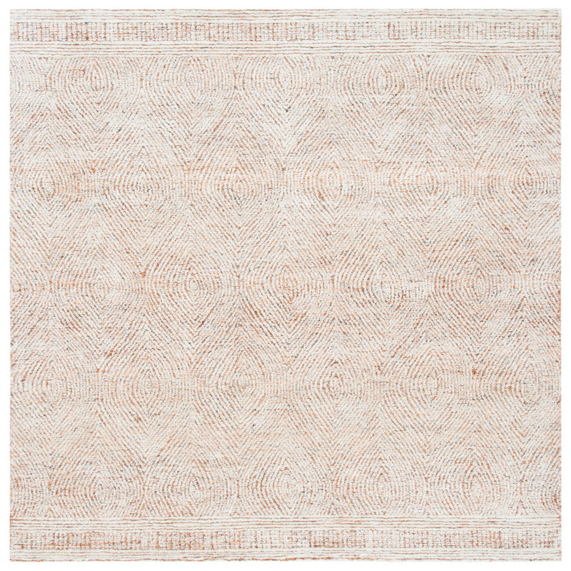 Tapis en laine touffeté à la main Cole, Carré 4 pi, Ivory/Rust