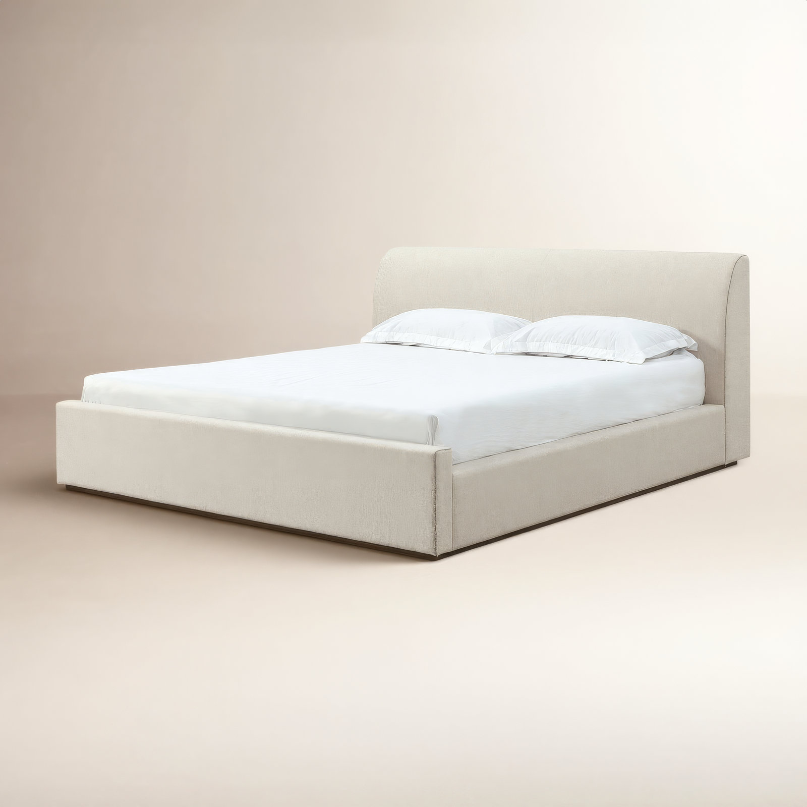 Linen Upholstered Platform Bed, King