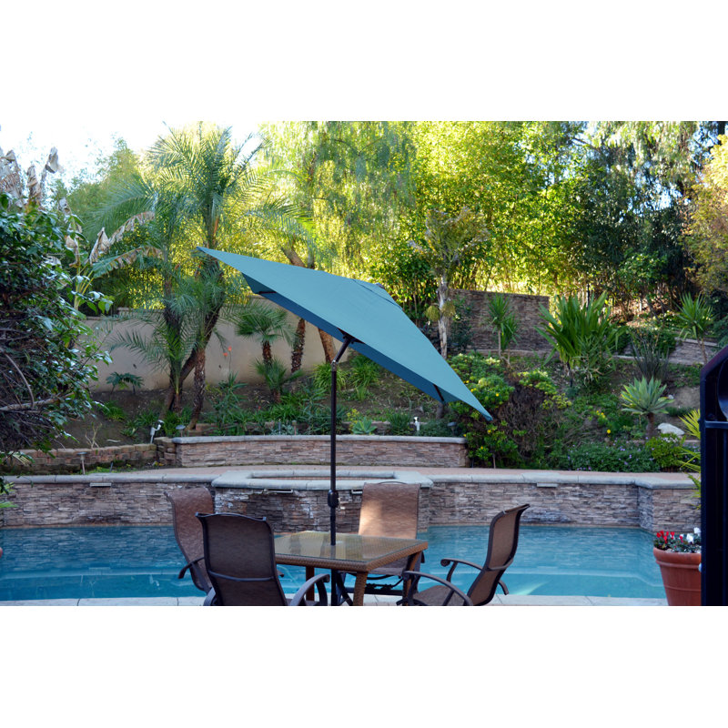 Parasol de marché rectangulaire 10 pi x 6,5 pi Norah, Noir, Turquoise