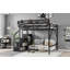 Lit mezzanine double avec escalier, lit mezzanine double en métal avec tablettes de rangement, lit mezzanine haute avec garde-robe pour enfants, noir (Old Skuw2580s00037)-1398557021