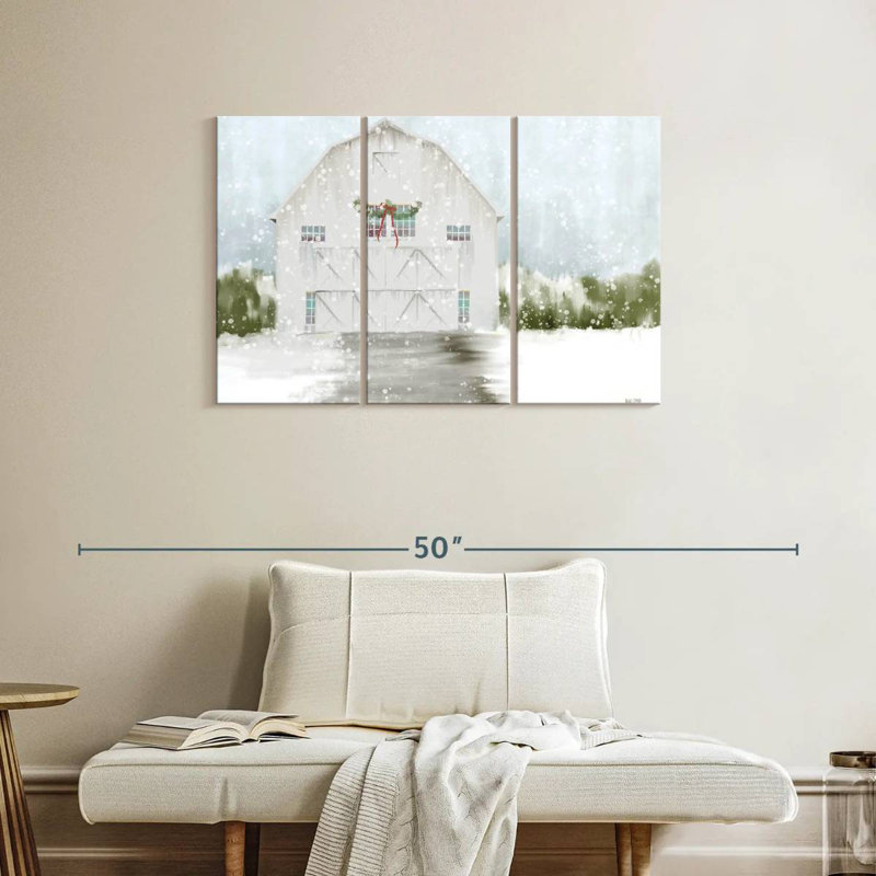 Lilie White Christmas Barn, 24" H x 38" W