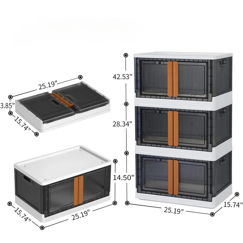 Ensemble de 3 paniers de rangement pliables et rangement blanc