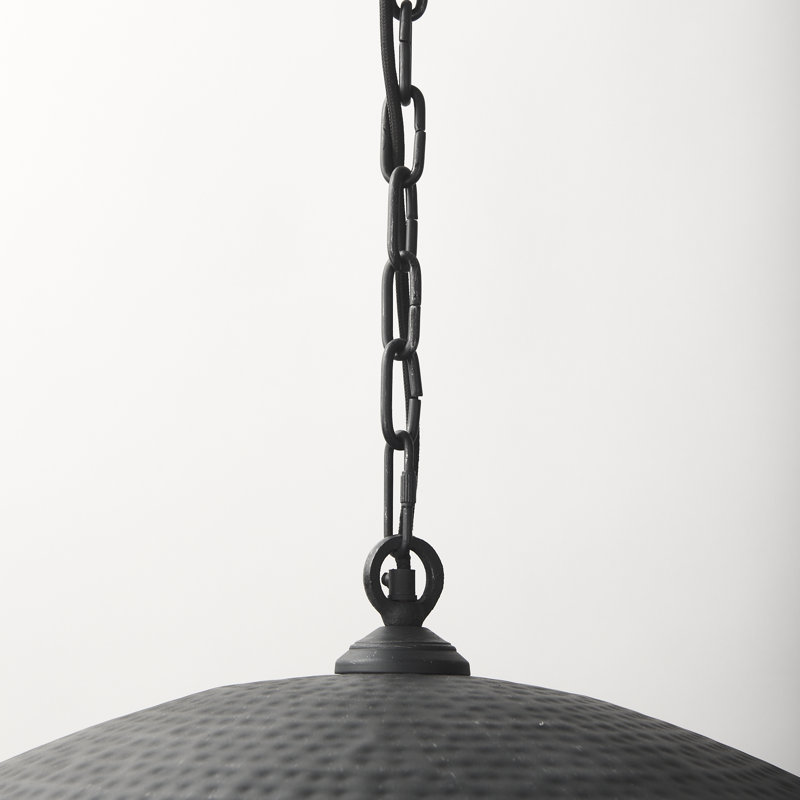 Cartie Hammered Metal Dome Pendant Light, Black, 23" H x 36" W x 36" D, Matte Black