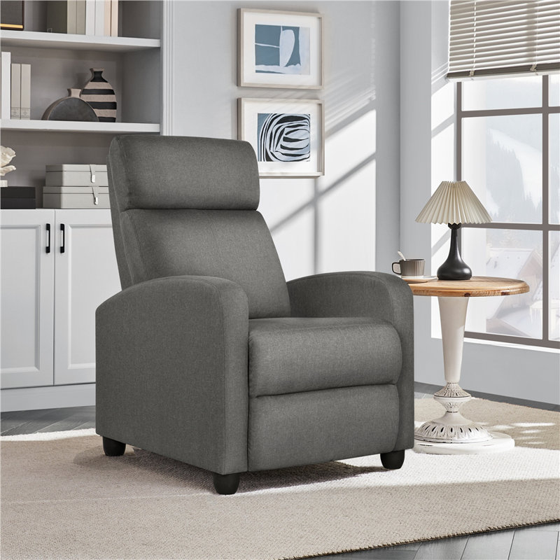 color Manual Glider Recliner with 3 Relaxation Modes, Grey