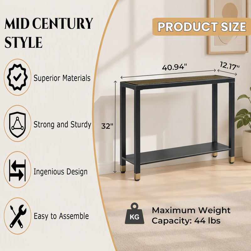 Console à 2 niveaux, table basse, Black+Gold / Black, Black+Gold, Black