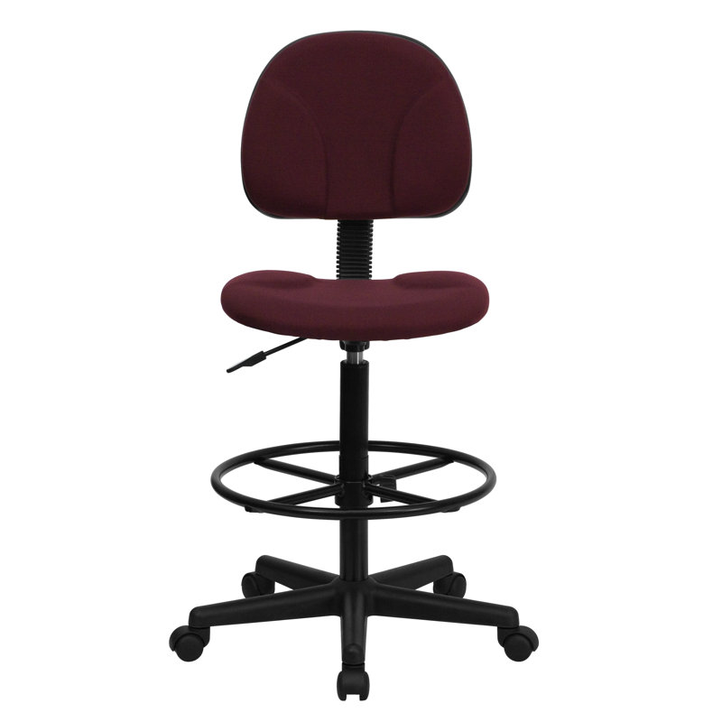 Fabric Drafting Chair with Adjustable Cylinders, Burgundy, Not Included