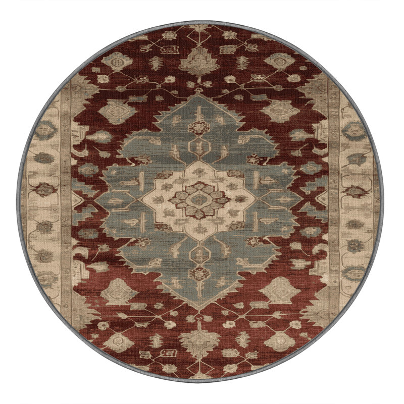 Tapis gris lavable à la machine, Rond 3 pi