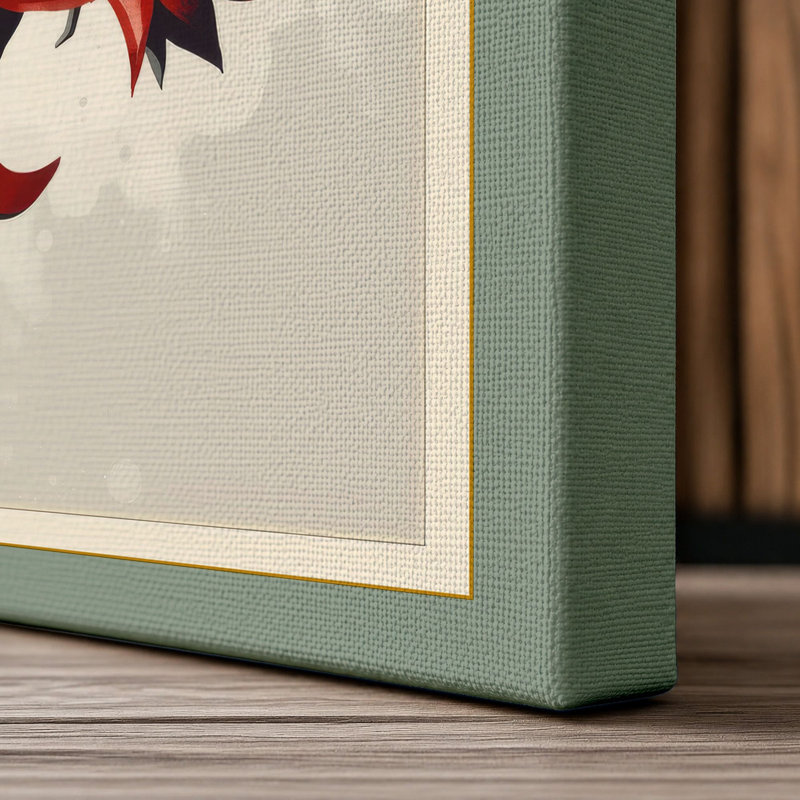 Pomegranate Branch Japandi - Wrapped Canvas, 24x16 - 61.0 x 40.6 cm, Sage Border