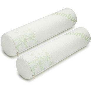2 Pack Bamboo Cervical Neck Roll Memory Foam Pillow, Bolster Pillow, Round Neck Pillows Support For Sleeping