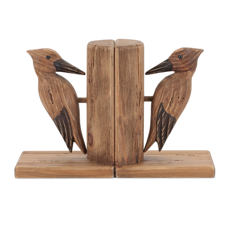Serre-livres pin en bois (ensemble de 2)