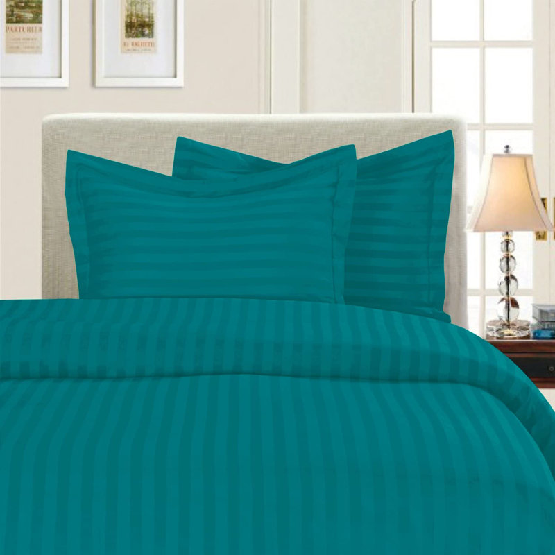 Ensemble de housse de couette à rayures damassées 1500 fils à densité de tissage 1500 - Literie en microfibre de luxe