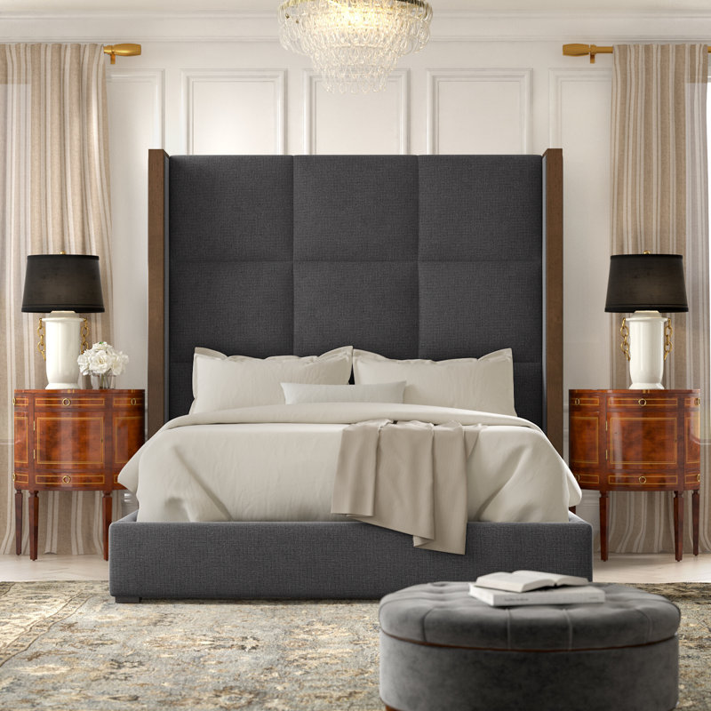 Lit tapissier capitonné standard Dipson, Revolution® gris anthracite, Grand (moyen)