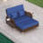 2 PCS Wicker Loveseat & Storage Ottoman with  4-Level Backrest & Soft Cushion Navy-1740279393