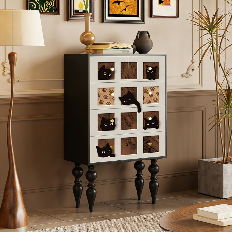 Armoire de rangement 5 tiroirs en bois massif