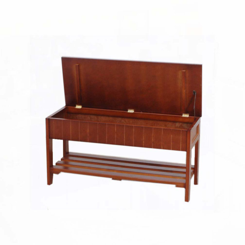 Quality Solid Wood Shoe Bench With Storage, Cherry