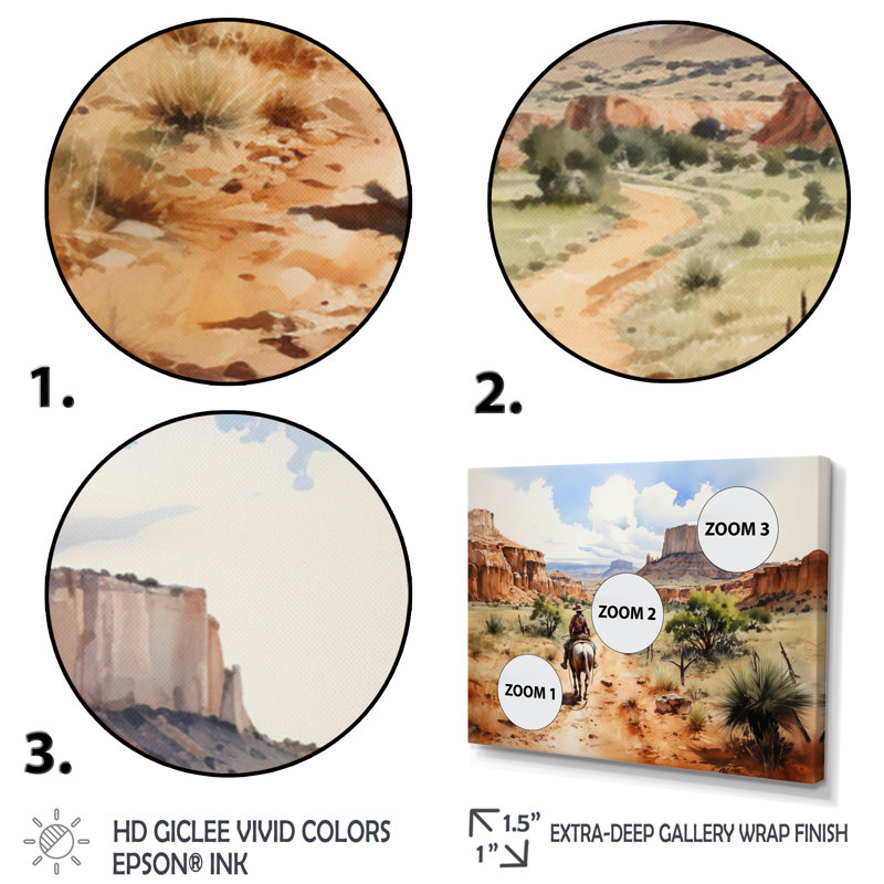 «Kenniel Cowboy Dusty Trails I», reproduction sur toile, H 34 po x l 44 po x P 1,5 po, Cadre flottant noir