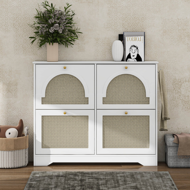 Armoire à chaussures Mid-Century, Blanc