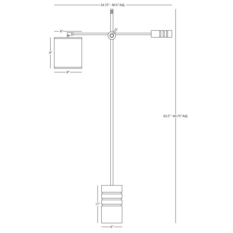 Campbell Task Floor Lamp, Oyster, Polished Nickel