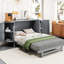 Lit double moderne gris avec rangement caché. Option de matelas pliable dans l'espace. Accent élégant. Compartiments latéraux intégrés. And Scratch- Build. Blanc ou au choix. L 76,4 po x l 108,3 po x H 42 po. Non
