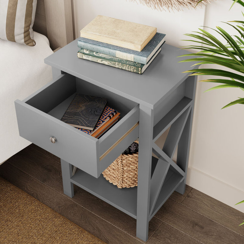 Steigerwald Solid Wood Side Table Set, Gray