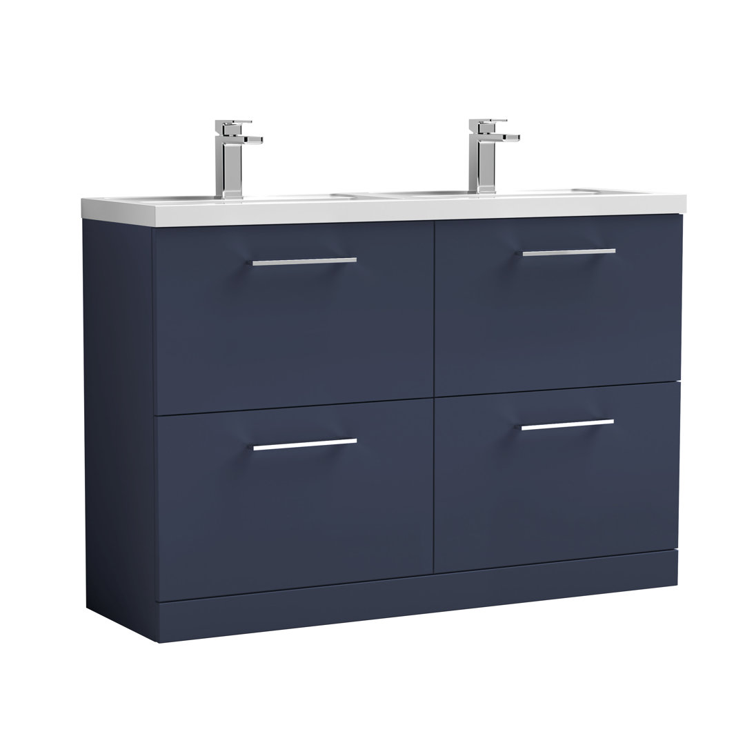 Nuie Bleached Oak Arno Woodgrain 4 Drawer Vanity Unit And Double Polymarble Basins | | Mfc | 1200Mm - Image 3
