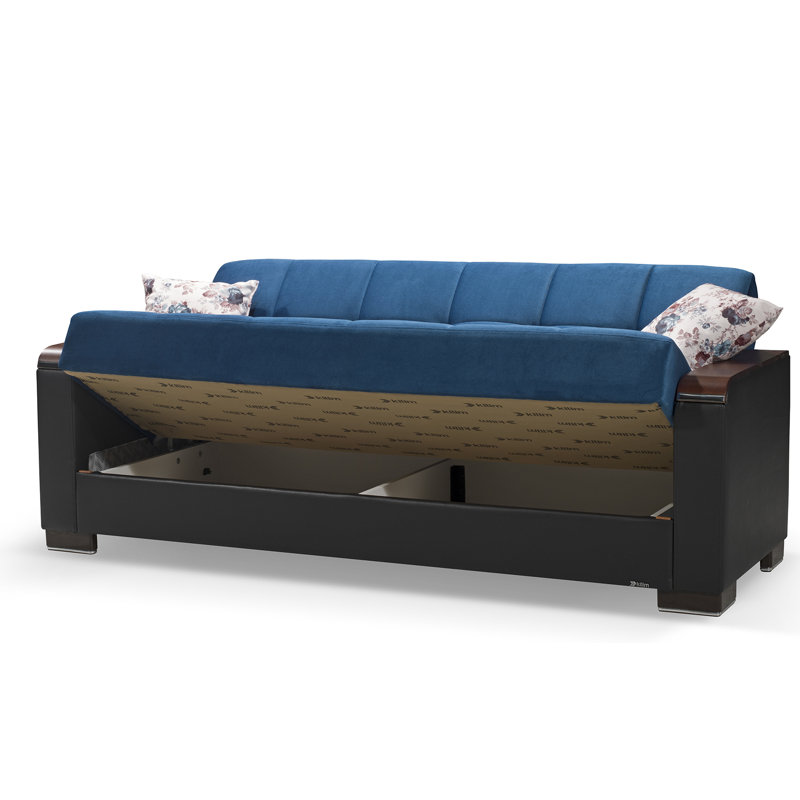 Annalease 89 in. Fabric 3-Seater Twin 3-in-1 Sleeper Sofa Bed with Storage, Microfiber Emerald Blue