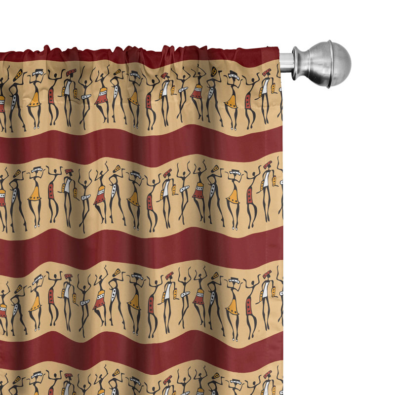 African Semi-Sheer Rod Pocket Sliding Panel, 28" x 95"