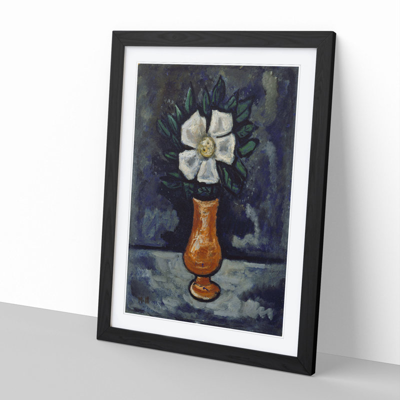 White Flower by Marsden Hartley - Picture Frame Painting, Black, 36cm H x 27cm W x 2cm D