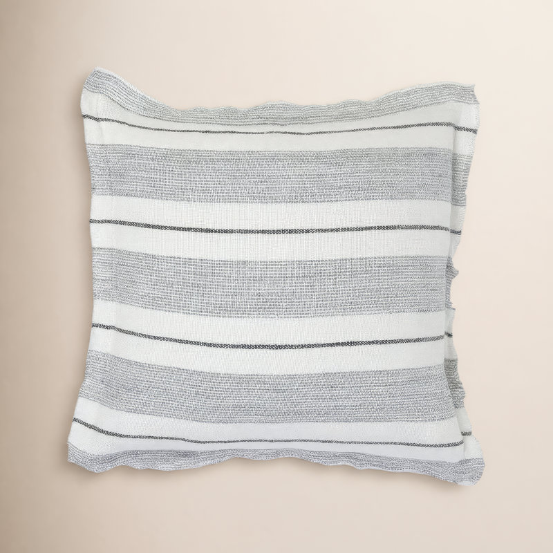 Housse et insert de coussin carré en lin Laguna, Gris / Charbon
