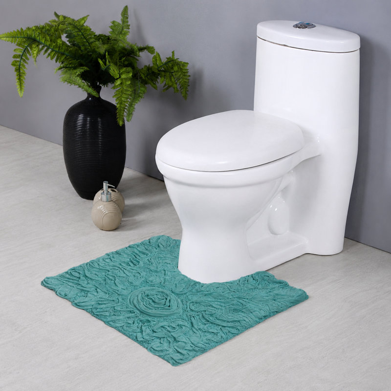 Schoenberger 100% Cotton Contour Bath Mat 20"x20", Turquoise