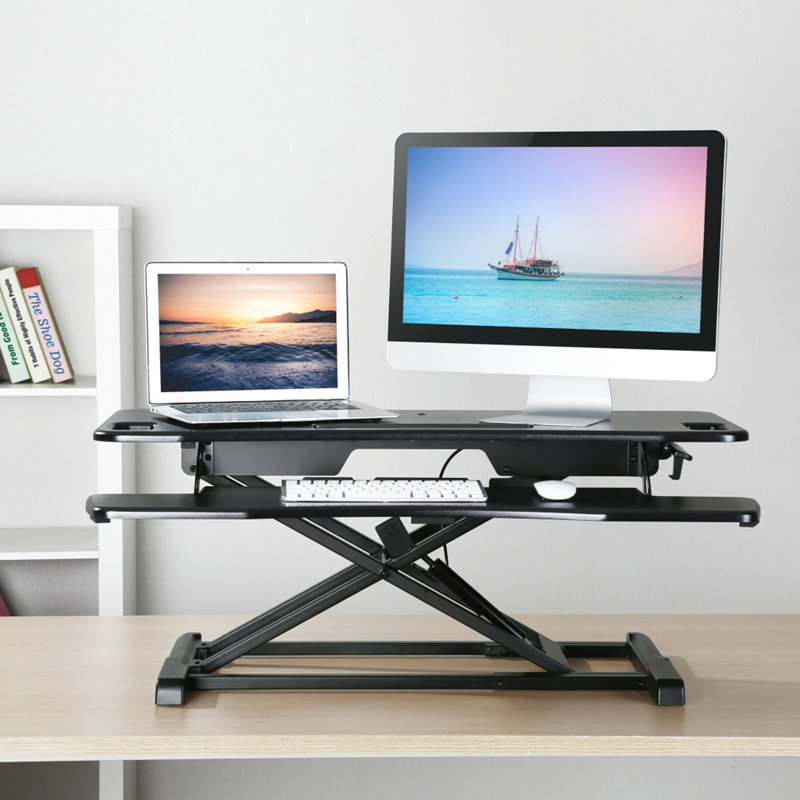 Adjustable Standing Desk Converter, Black, 31.5" W x 16.1" D