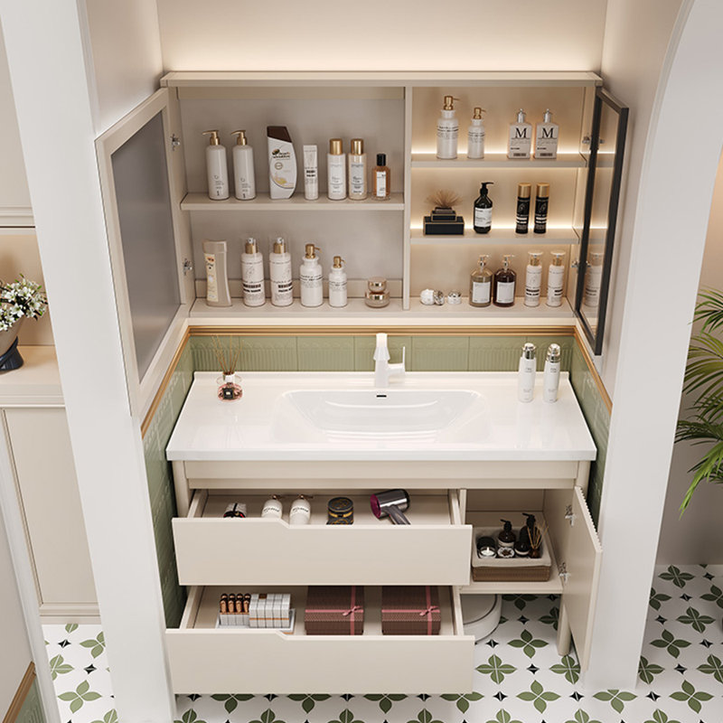 Cream style light luxury vanitie bathroom cabinet