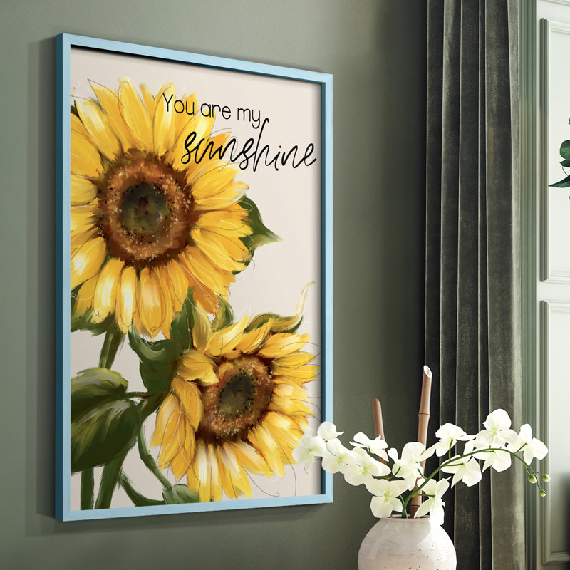 «You Are My Sunshine», reproduction encadrée - bois massif, H 28 po x l 22 po, Bleu
