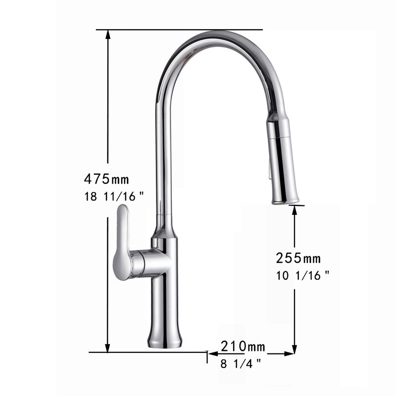 Topcraft Single Handle Single Hole Pull Down Kitchen Sink Faucet