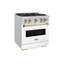 ZLINE Autograph 30" Classic Gas Range w/ 4 Burners & White Door w/ Bronze Accents-1242166061