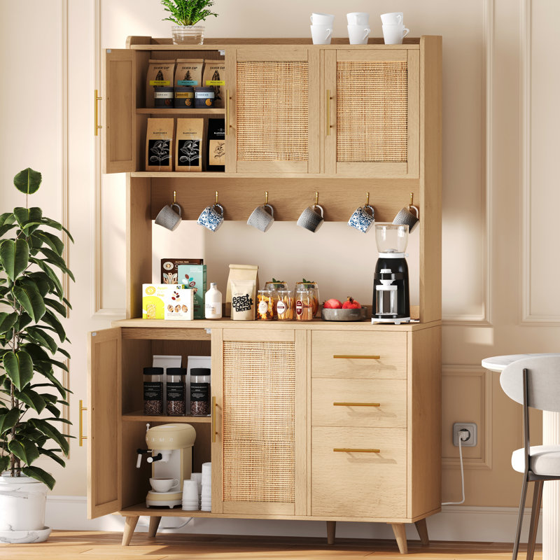 Buffet de 70,9 po avec tablette de micro-ondes Manganaro, Naturel
