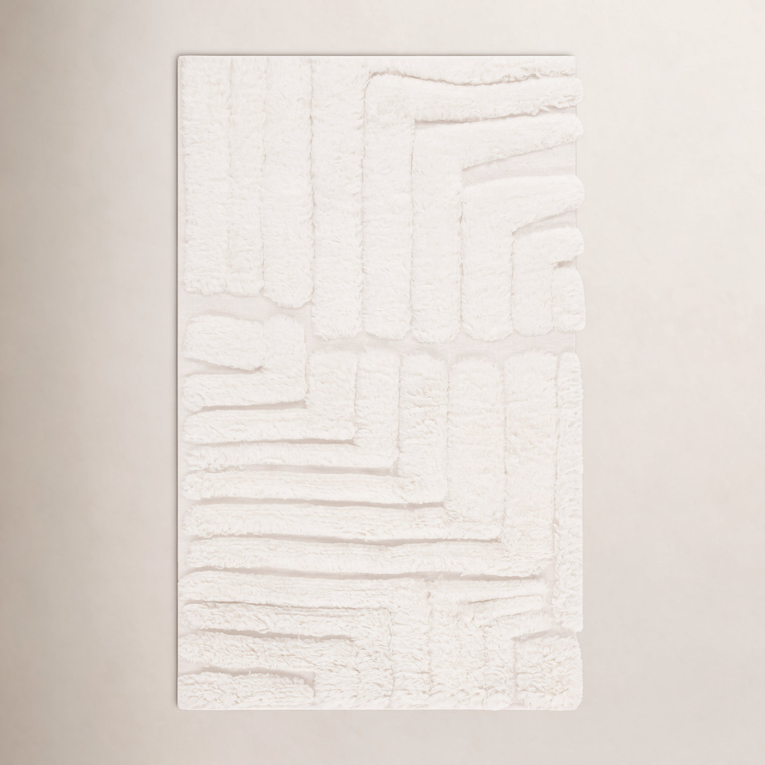 Fernande Ivory Hand-Woven Abstract Wool Rug, Rectangle 3' x 5'