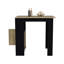 Îlot de cuisine en chêne noir et naturel avec armoire de rangement à 1 porte et tablettes latérales pratiques