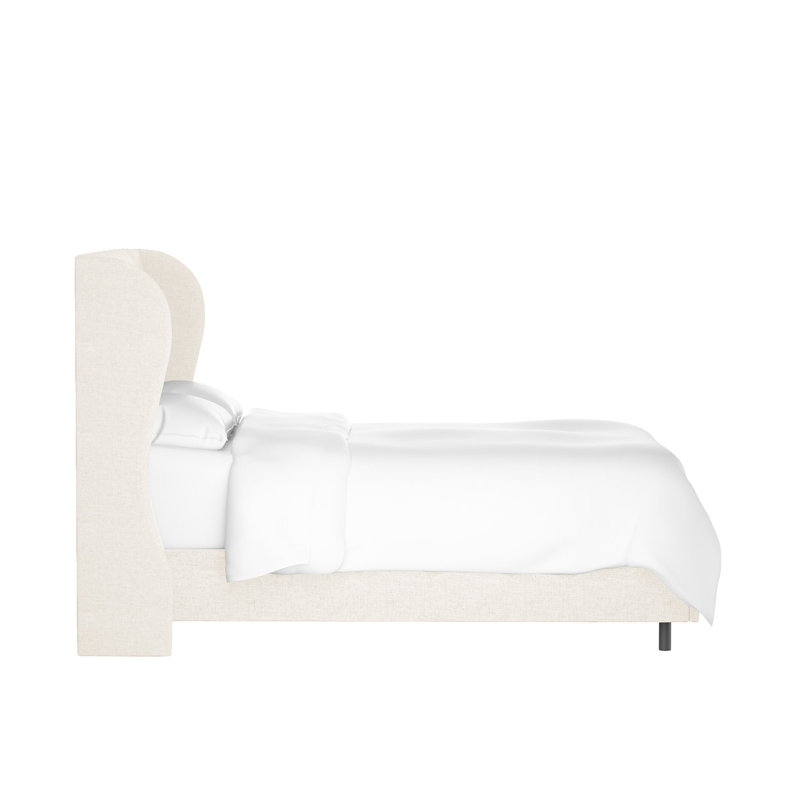 Tomey Upholstered Wingback Bed, Full, Classic White Velvet