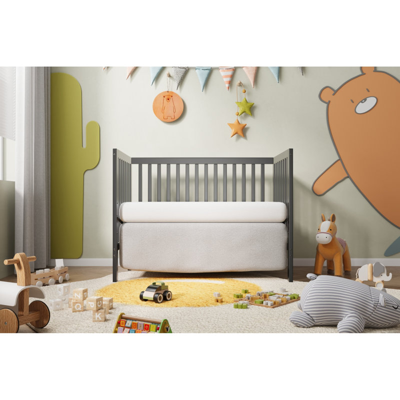 Le lit de bébé convertible 5-en-1 se convertit du lit de bébé au lit pour tout-petit, convient au matelas de lit double standard et est facile à assembler. 53 * 29 * 9 pouces - GRIS STORM