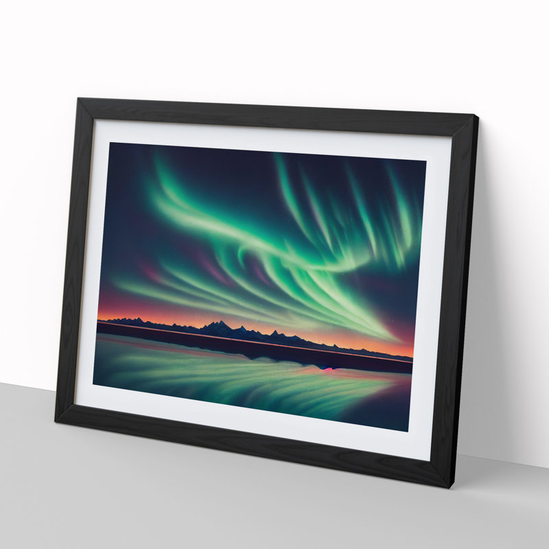 Soothing Aurora Borealis - Framed Print, Black, 25cm H x 34cm W x 2cm D