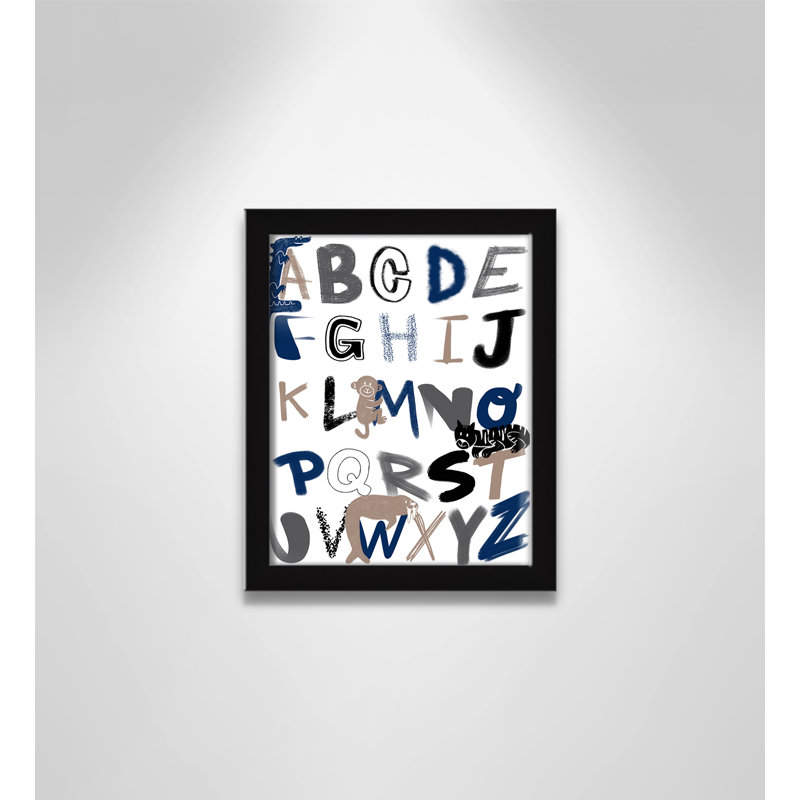 Critter Alphabet 1, impression sur papier, H 10 po x l 8 po x P 1,18 po, Encadré de boîte noir