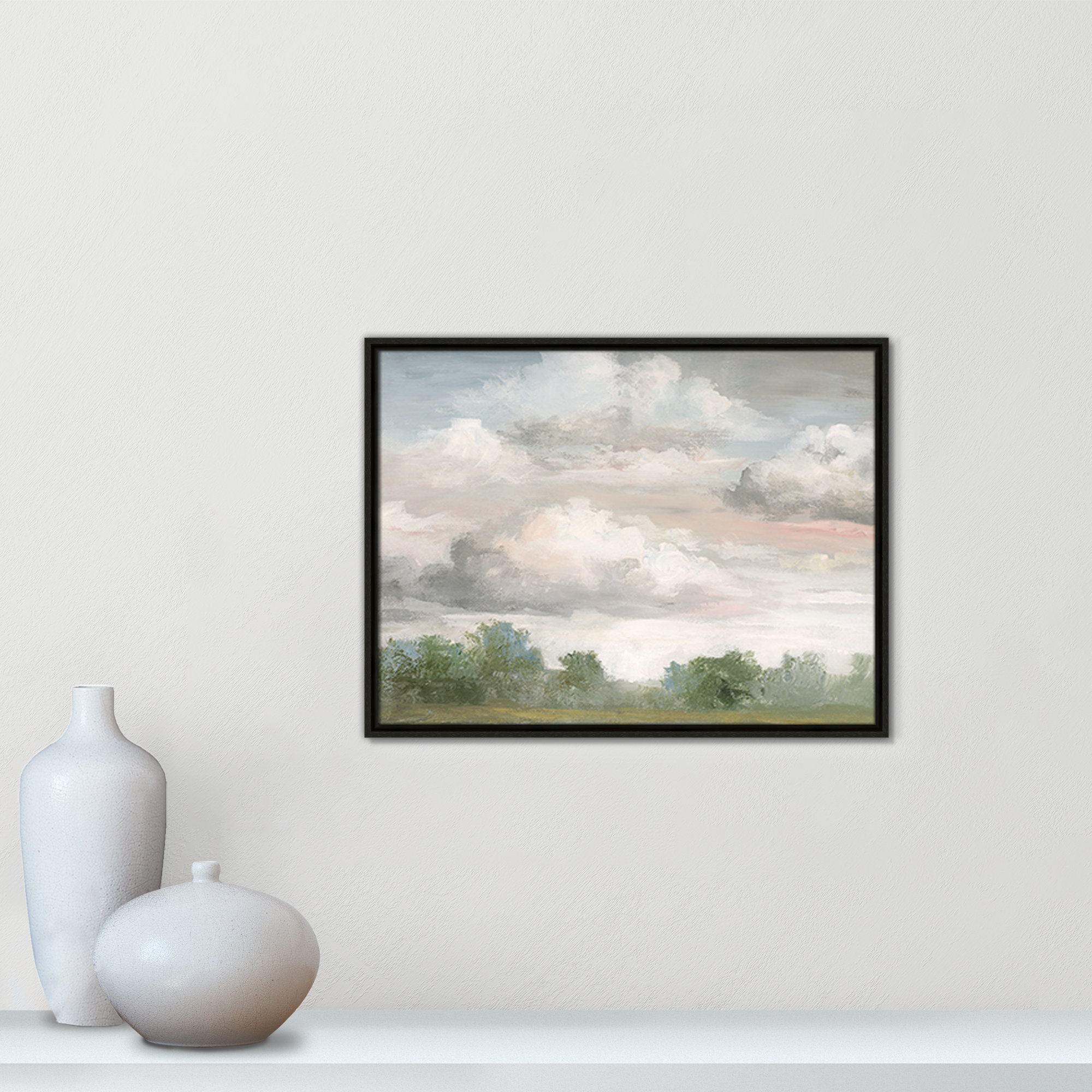 Pastel Morning Sky Framed On Canvas by Nan Print, 19.5" H x 25.5" W x 2" D, Espresso Framed