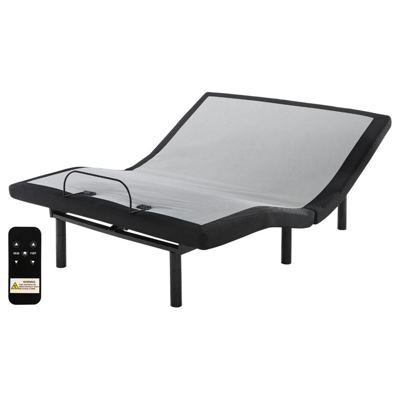 Gray King Adjustable Metal Frame Bed with Remote Control