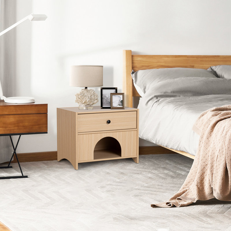 Table de chevet en bois 22 po avec tiroir et lit pour chat