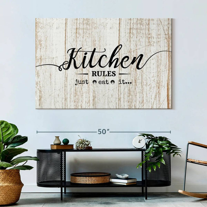 Kitchen Rules Wall Sign Canvas Print, 51" H x 34" W x 1.25" D