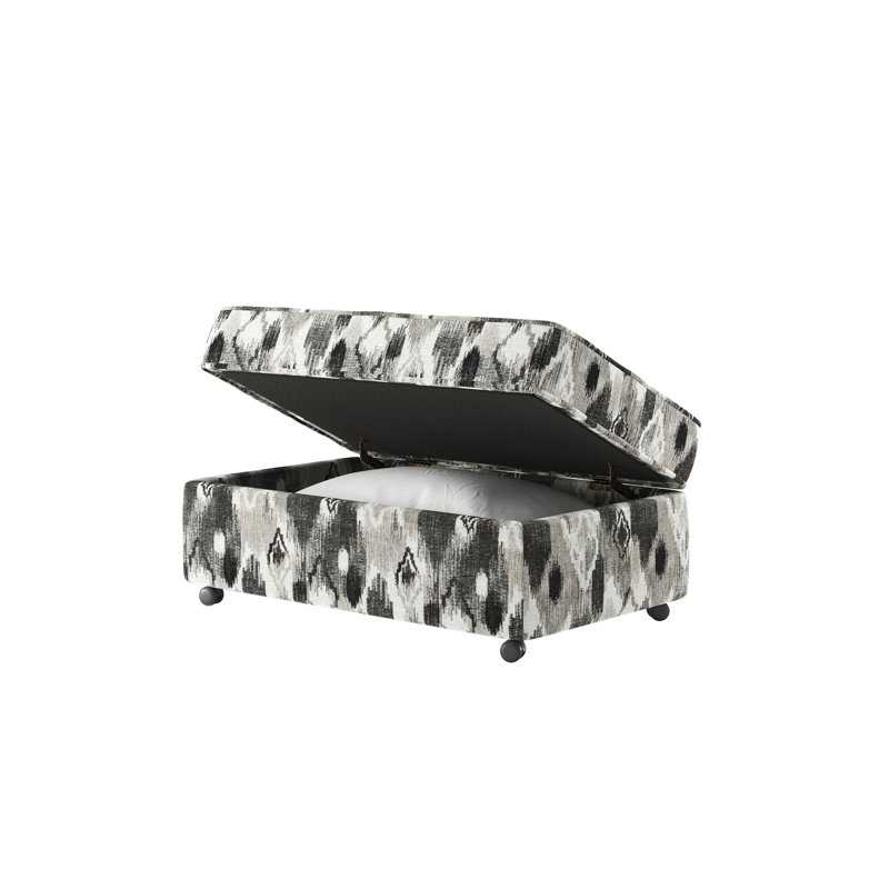 Rectangle Upholstered Storage Ottoman, Scythia Obsidian Polyester Blend